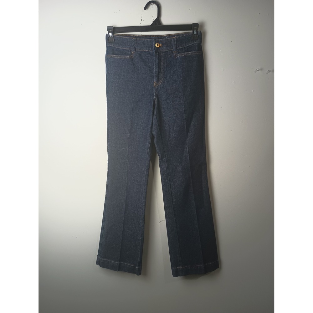 Talbots Flare Jean Daphne Wash Dark Indigo‎ Blue Denim Petite 2P Trouser Style
